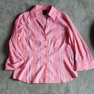 EUC Rafaella Sz 14 pink/white blouse